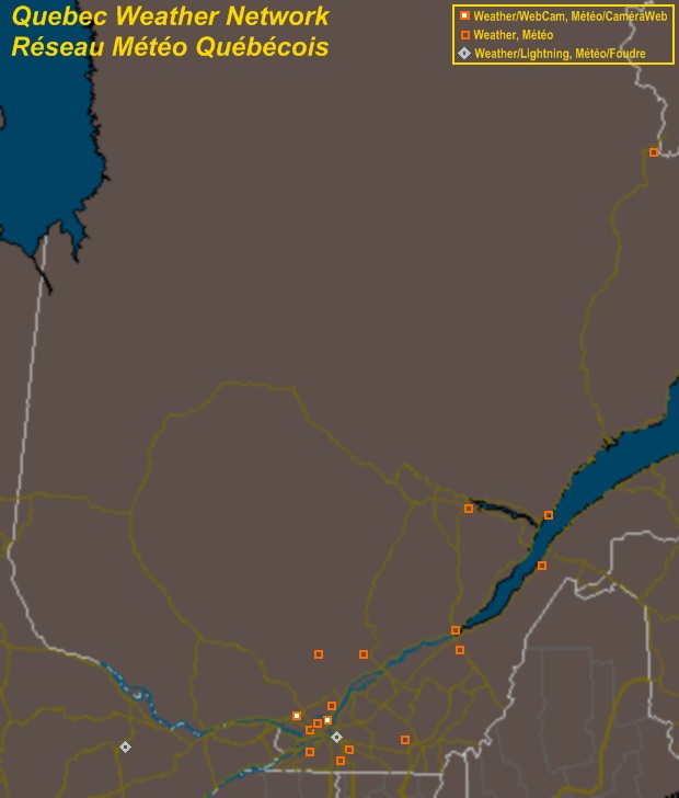 Mesomap of Quebec Weather Network Stations